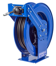 TMP-N-350 by Coxreels | T Series | 3,000 PSI Spring Driven Hose Reel for Air, Water & Oil | 3/8" Hose ID, 3/8" FNPT Inlet x 3/8" MNPT Hose End | Steel | 50ft Rubber Hose Included