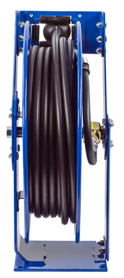 TMP-N-450 by Coxreels | T Series | 2,500 PSI Spring Driven Hose Reel for Air, Water & Oil | 1/2" Hose ID, 1/2" FNPT Inlet x 1/2" MNPT Hose End | Steel | 50ft Rubber Hose Included