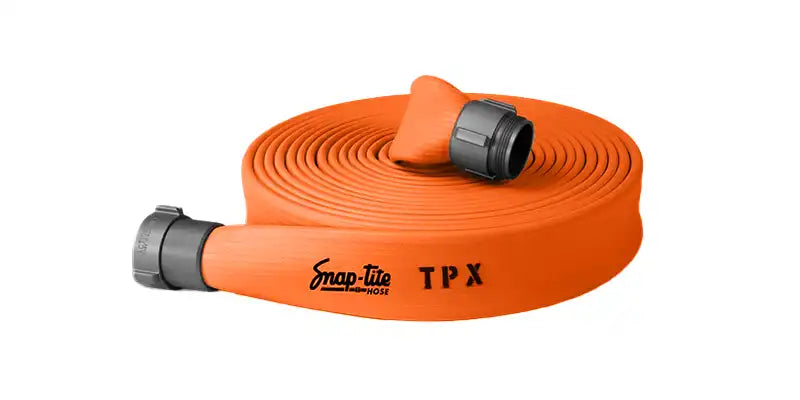 TPX50X25O50S by Snap-Tite | TPX Series | 3-Ply Fire Hose Assembly with Nitrile Liner | 5" Hose I.D. with 5" Storzs | 225 PSI | Orange | 25ft Length