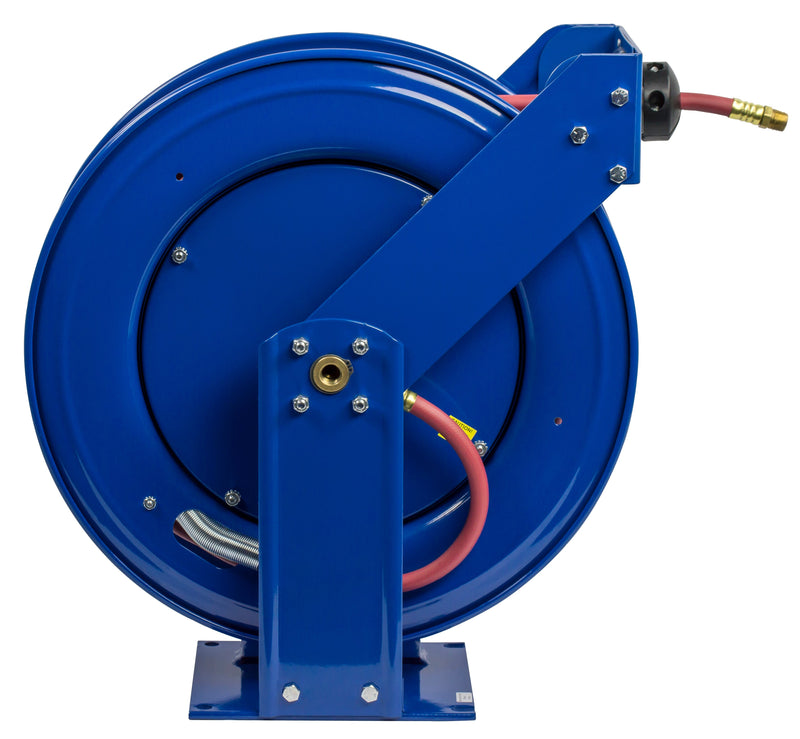 TSH-N-475 by Coxreels | T Series | 300 PSI Spring Driven Hose Reel for Air & Water | 1/2" Hose ID, 1/2" FNPT Inlet x 1/2" MNPT Hose End | Steel | 75ft PVC Hose Included