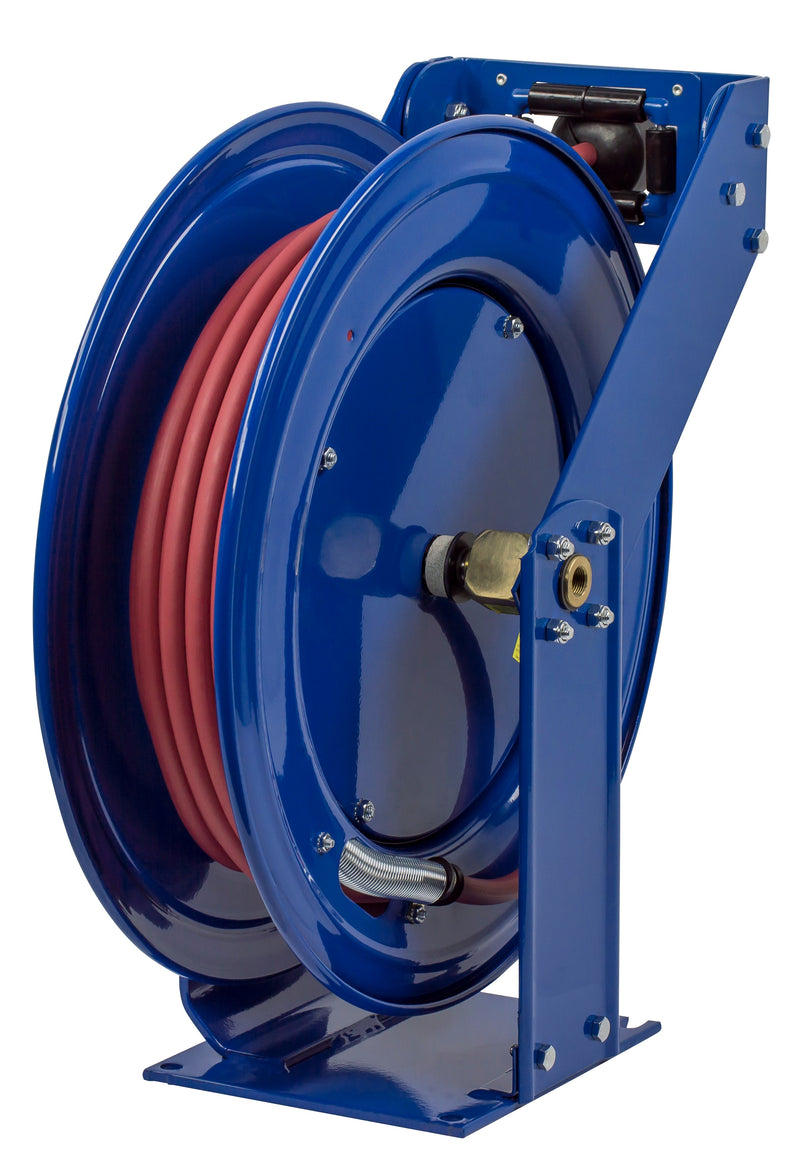TSH-N-375 by Coxreels | T Series | 300 PSI Spring Driven Hose Reel for Air & Water | 3/8" Hose ID, 3/8" FNPT Inlet x 3/8" MNPT Hose End | Steel | 75ft PVC Hose Included