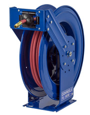 TSH-N-450 by Coxreels | T Series | 300 PSI Spring Driven Hose Reel for Air & Water | 1/2" Hose ID, 1/2" FNPT Inlet x 1/2" MNPT Hose End | Steel | 50ft PVC Hose Included