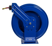 TSH-N-450 by Coxreels | T Series | 300 PSI Spring Driven Hose Reel for Air & Water | 1/2" Hose ID, 1/2" FNPT Inlet x 1/2" MNPT Hose End | Steel | 50ft PVC Hose Included