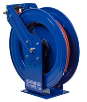 TSH-N-3100 by Coxreels | T Series | 300 PSI Spring Driven Hose Reel for Air & Water | 3/8" Hose ID, 3/8" FNPT Inlet x 3/8" MNPT Hose End | Steel | 100ft PVC Hose Included