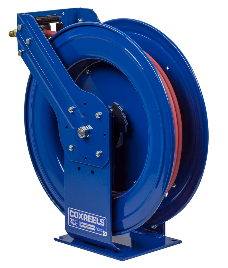 TSH-N-350 by Coxreels | T Series | 300 PSI Spring Driven Hose Reel for Air & Water | 3/8" Hose ID, 3/8" FNPT Inlet x 3/8" MNPT Hose End | Steel | 50ft PVC Hose Included
