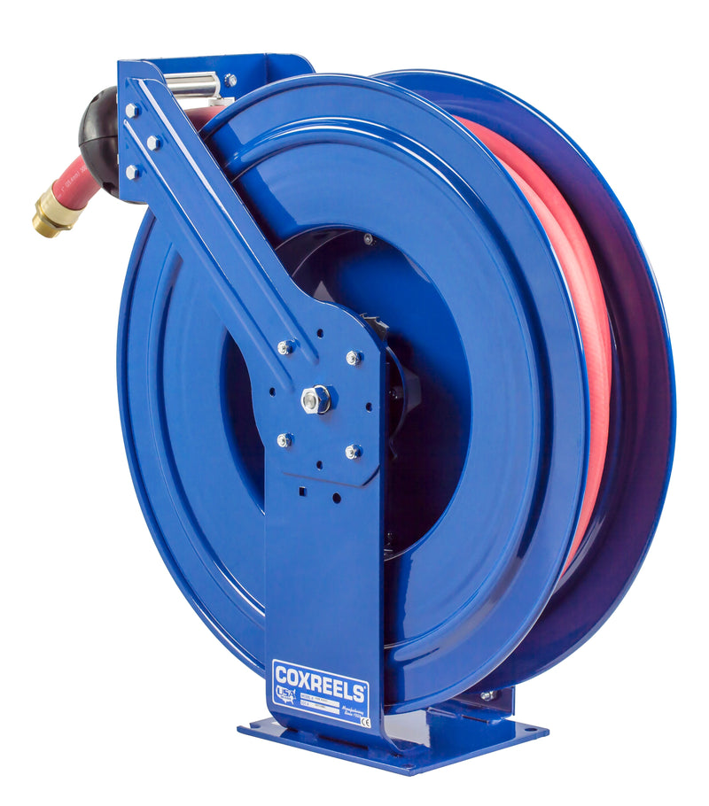 TSHF-N-575 by Coxreels | T-Fuel Series | 300 PSI Spring Driven Hose Reel for Fuel | 3/4" Hose ID, 3/4" FNPT Inlet x 3/4" MNPT Hose End | Steel | 75ft Nitrile Rubber Hose Included