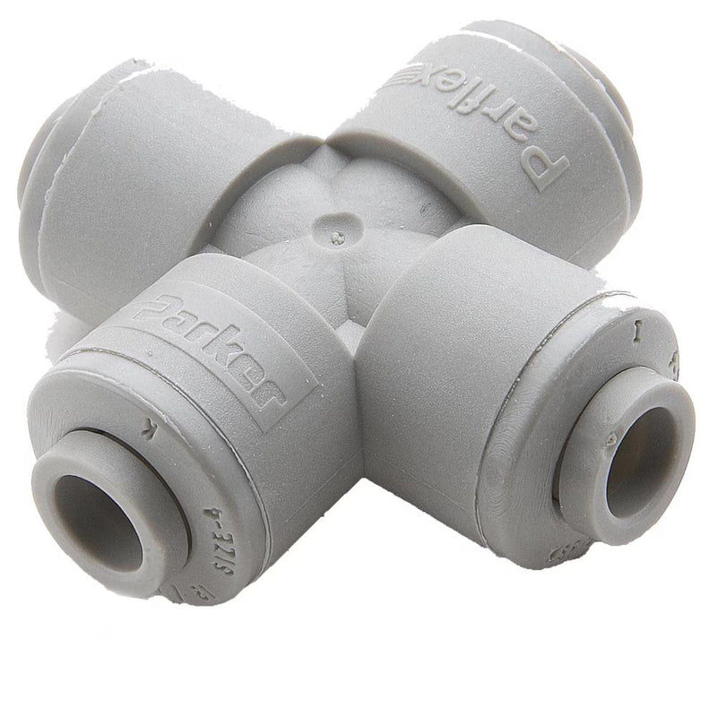 A6CU6-MG by Parker | TrueSeal™ Tube to Tube Union Fittings | 3/8" Push-to-Connect | Cross | Gray | Acetal