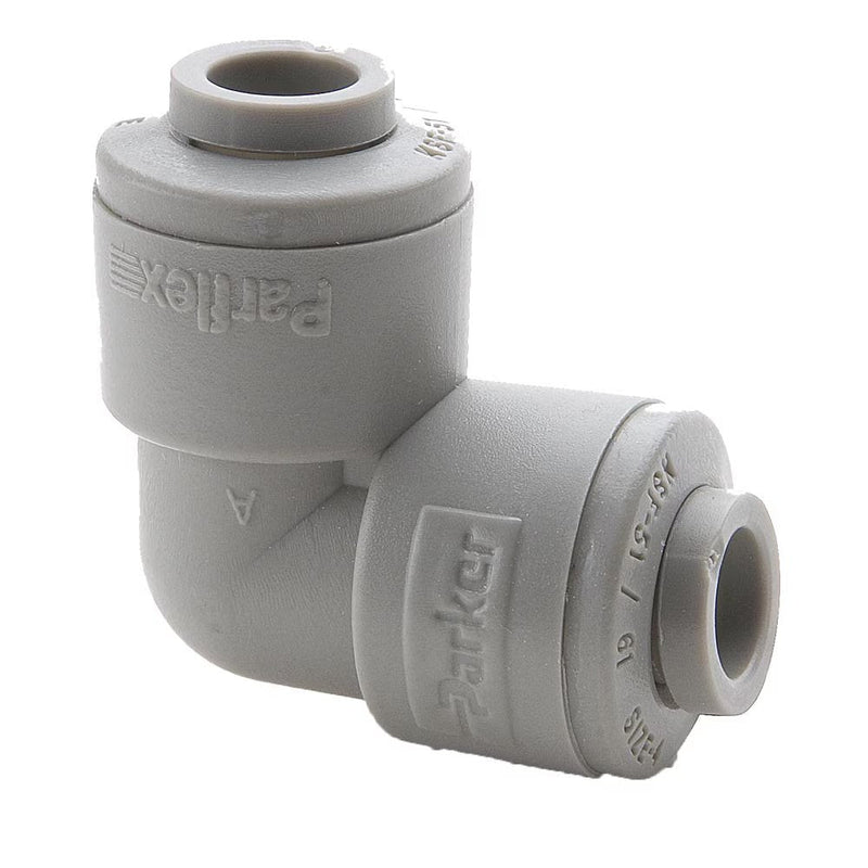 A5EU4-MG by Parker | TrueSeal™ Tube to Tube Fittings | 5/16"-1/4" Union Tube O.D. | Gray | 90° Elbow | Acetal