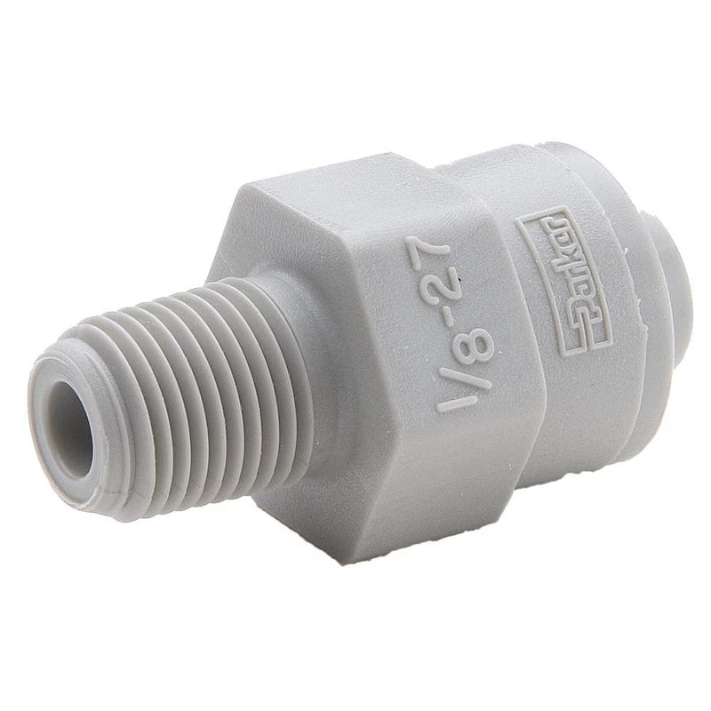 A5MC2-MG by Parker | TrueSeal™ Threaded Fittings | 5/16" Connector x 1/8" Male NPTF Thread | 13/16" Hex | 1.46" Length | Straight | Gray | Acetal