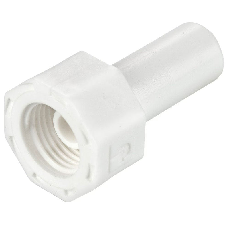 AW6TFA9-MG by Parker | TrueSeal™ Accessories | 3/8" Tube Faucet Adapter x 9/16-24" Female Thread | 1.25" Length | Straight | White | Acetal