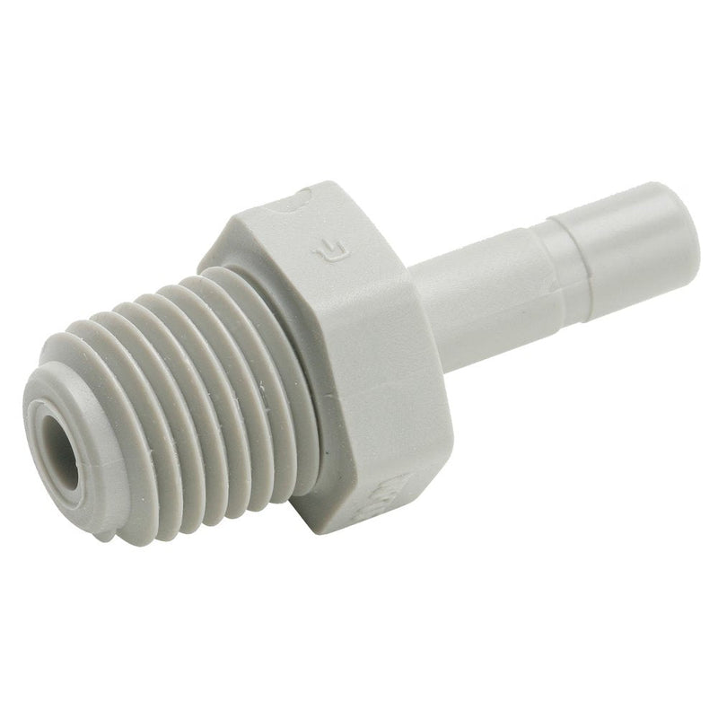 A8TMC6 by Parker | TrueSeal™ Threaded Fittings | 1/2" Tube Stem Adapter x 3/8" Male NPTF Thread | 1.82" Length | Straight | Gray | Acetal