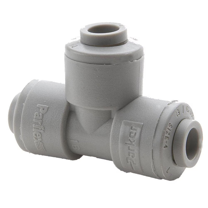 A4TU4-MG by Parker | TrueSeal™ Tube to Tube Union Fitting | 1/4" Push-to-Connect x 1/4" Push-to-Connect | 1.62" Length | Tee | Gray | Acetal