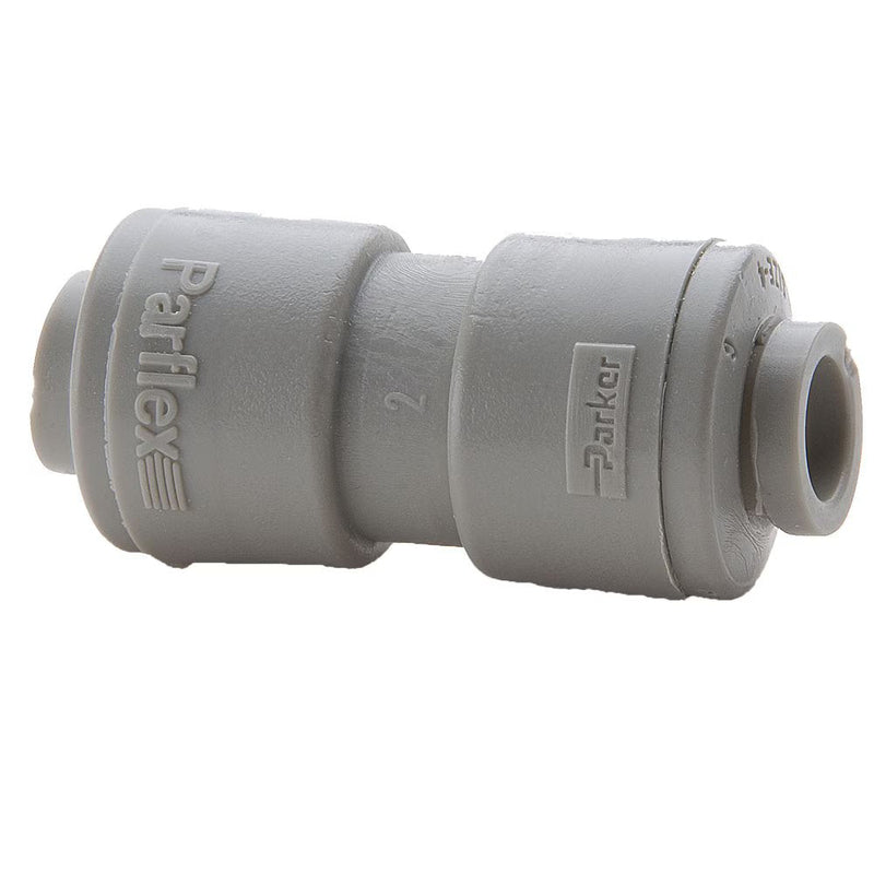 A8UC6-MG by Parker | TrueSeal™ Tube to Tube Union Fitting | 1/2"-3/8" Push-to-Connect | 1.90" Length | Straight | Gray | Acetal