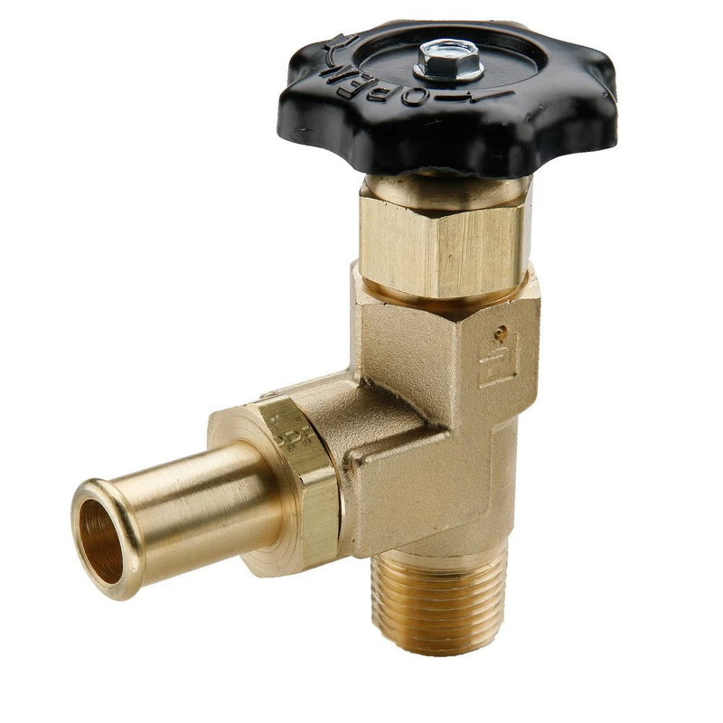 SV404P-10-8 by Parker | Truck Valves & Lanyard Valve | 5/8" Hose ID x 1/2" Male Pipe Thread | 3.71" Length | 90° Elbow | Brass | Pack of 5