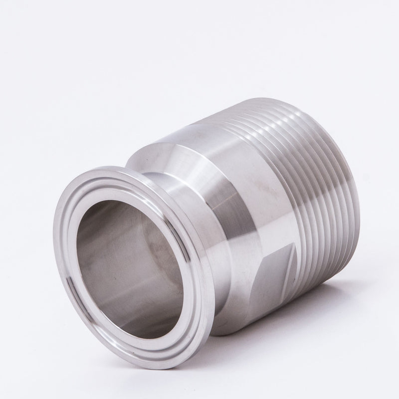 TCM-6X8 316 by Campbell Fittings | 3A Fittings & Adapters | 1-1/2" Tri Clamp x 2" Male NPT Thread | Straight | 316 Stainless Steel