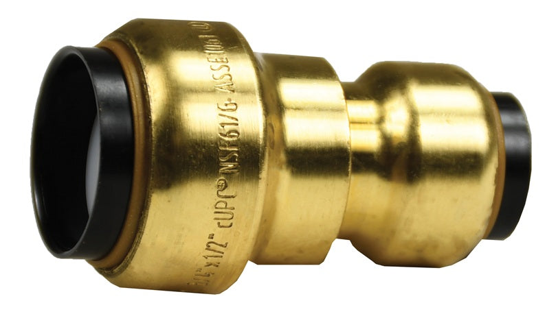 U058 by Di Tube Size xon Valve | Tectite™ by Apollo® | Push to Connect Fitting | Reducing Coupling | 3/4" Tube Size x 1/2" Tube Size | Forged Brass