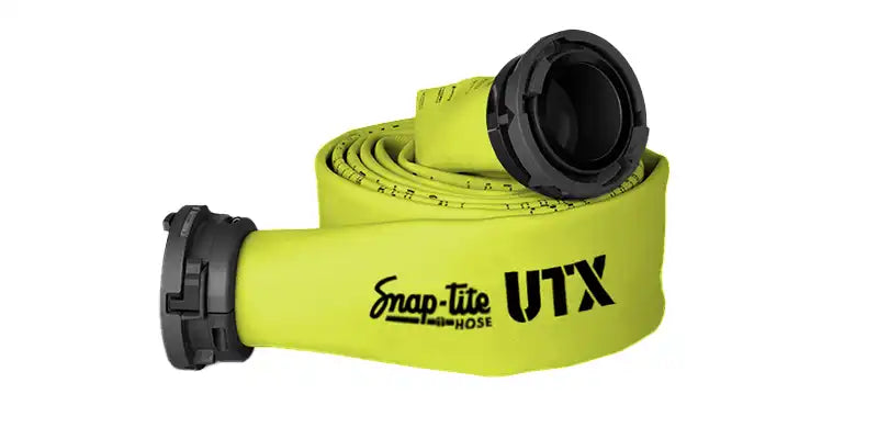 UTX50x100G50S by Snap-Tite | UTX Series | Polyurethane Covered Fire Hose Assembly with Polyester Reinforcement | 5" Hose I.D. with 5" Storzs | 200 PSI | Green | 100ft Length