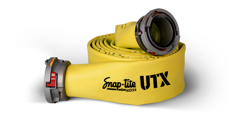 UTX40x25Y40S by Snap-Tite | UTX Series | Polyurethane Covered Fire Hose Assembly with Polyester Reinforcement | 4" Hose I.D. with 4" Storzs | 200 PSI | Yellow | 25ft Length