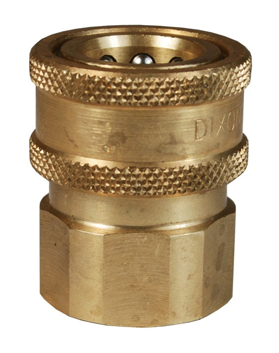 3VF3-B-E by Dixon Valve | Hydraulic Quick Disconnect Coupling | V-Series | 3/8" Female NPTF x 3/8" MIL-C-51234 Unvalved | Socket | Nitrile Seal | Brass