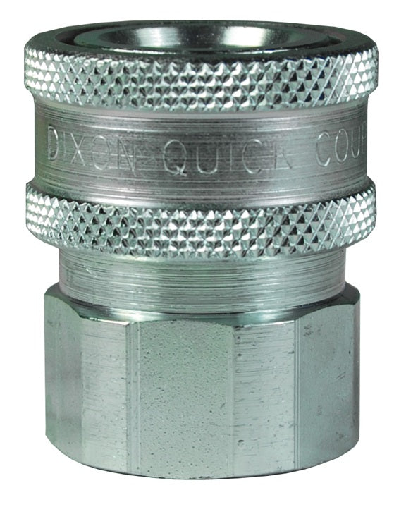10VF10-E by Dixon Valve | Hydraulic Quick Disconnect Coupling | V-Series | 1-1/4" Female NPTF x 1-1/4" MIL-C-51234 Unvalved | Socket | Nitrile Seal | Steel