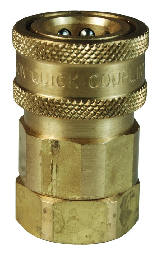 2VF2-B by Dixon Valve | Hydraulic Quick Disconnect Coupling | V-Series | 1/4" Female NPTF x 1/4" MIL-C-51234 Valved | Socket | Nitrile Seal | Brass