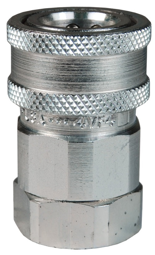 2VOF2 by Dixon Valve | Hydraulic Quick Disconnect Coupling | V-Series | 1/4" Female ORB x 1/4" MIL-C-51234 Valved | Socket | Nitrile Seal | Steel