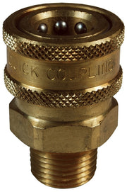 3VM3-B-E by Dixon Valve | Hydraulic Quick Disconnect Coupling | V-Series | 3/8" Male NPTF x 3/8" MIL-C-51234 Unvalved | Socket | Nitrile Seal | Brass