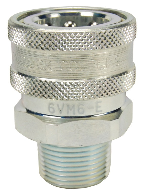 4VM4-E by Dixon Valve | Hydraulic Quick Disconnect Coupling | V-Series | 1/2" Male NPTF x 1/2" MIL-C-51234 Unvalved | Socket | Nitrile Seal | Steel
