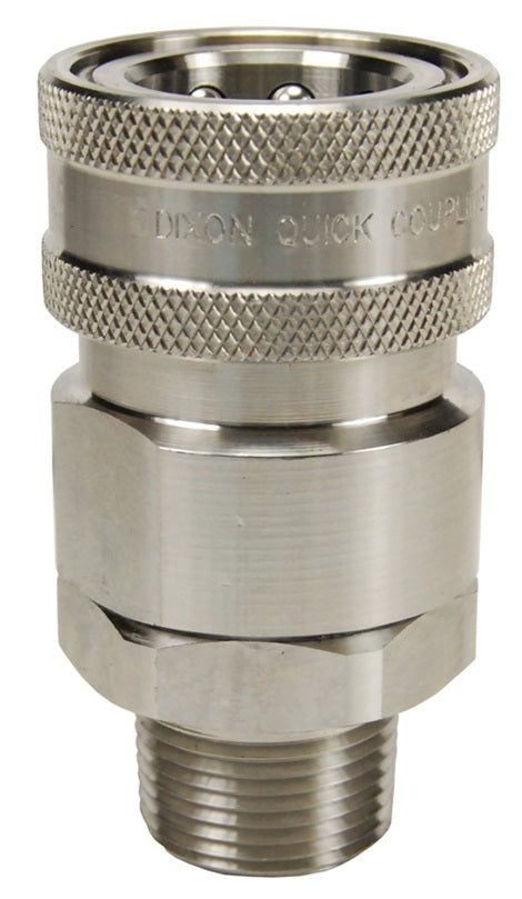 4VM4-SS by Dixon Valve | Hydraulic Quick Disconnect Coupling | V-Series | 1/2" Male NPTF x 1/2" MIL-C-51234 Valved | Socket | Nitrile Seal | 316 Stainless Steel