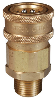 10VM10-B by Dixon Valve | Hydraulic Quick Disconnect Coupling | V-Series | 1-1/4" Male NPTF x 1-1/4" MIL-C-51234 Valved | Socket | Nitrile Seal | Brass