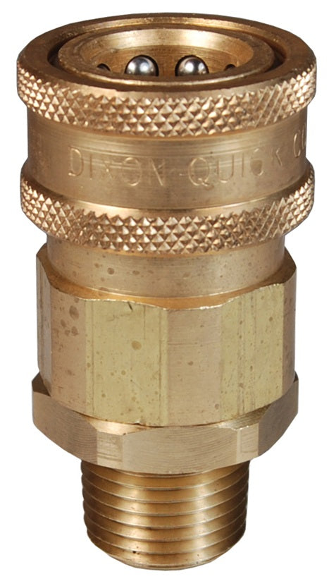 4VM4-B by Dixon Valve | Hydraulic Quick Disconnect Coupling | V-Series | 1/2" Male NPTF x 1/2" MIL-C-51234 Valved | Socket | Nitrile Seal | Brass
