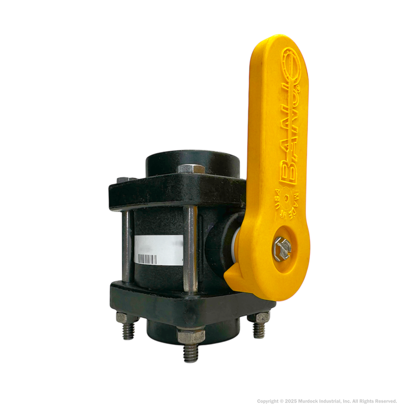 V075 by Banjo | 4 Bolt Ball Valve | Full Port | 3/4" Female NPT x 3/4" Female NPT | Opening Thru Ball: 3/4" | 300 PSI | Polypropylene