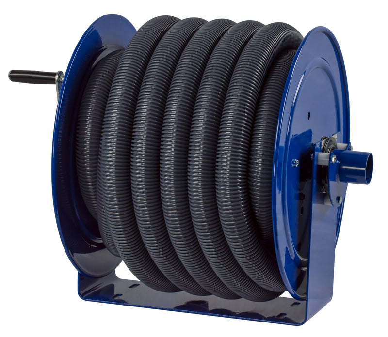 V-112-730 by Coxreels | V100 Series | Hand Crank Vacuum Hose Reel | 1-1/2" or 2" Hose ID, 1-1/2"/2" Female Cuff Inlet | Steel | 30ft Capacity, Hose Not Included