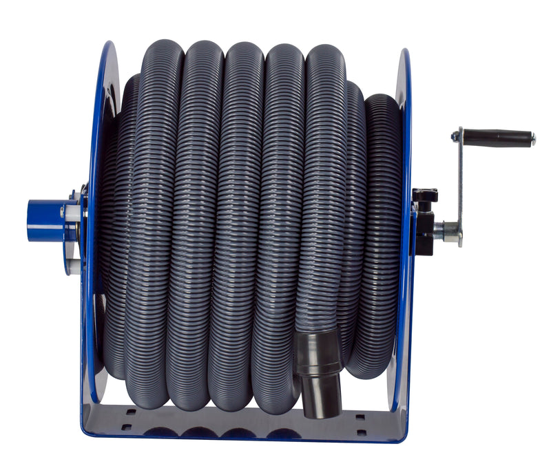 V-112-730 by Coxreels | V100 Series | Hand Crank Vacuum Hose Reel | 1-1/2" or 2" Hose ID, 1-1/2"/2" Female Cuff Inlet | Steel | 30ft Capacity, Hose Not Included