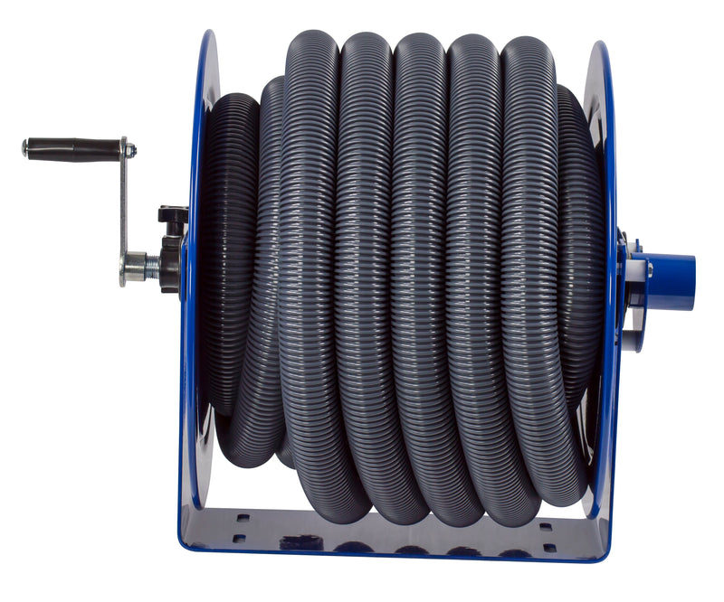 V-112-730 by Coxreels | V100 Series | Hand Crank Vacuum Hose Reel | 1-1/2" or 2" Hose ID, 1-1/2"/2" Female Cuff Inlet | Steel | 30ft Capacity, Hose Not Included