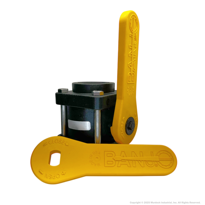 V200 by Banjo | 4 Bolt Ball Valve | Standard Port | 2" Female NPT x 2" Female NPT | Opening Thru Ball: 1-1/2" | 225 PSI | Polypropylene