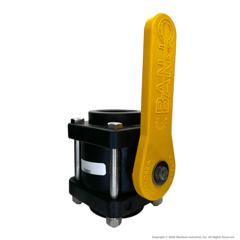 V200 by Banjo | 4 Bolt Ball Valve | Standard Port | 2" Female NPT x 2" Female NPT | Opening Thru Ball: 1-1/2" | 225 PSI | Polypropylene