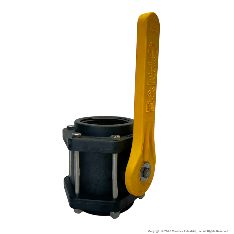 V300 by Banjo | 6 Bolt Ball Valve | Standard Port | 3" Female NPT x 3" Female NPT | Opening Thru Ball: 2-1/2" | 225 PSI | Polypropylene | Pack of 8