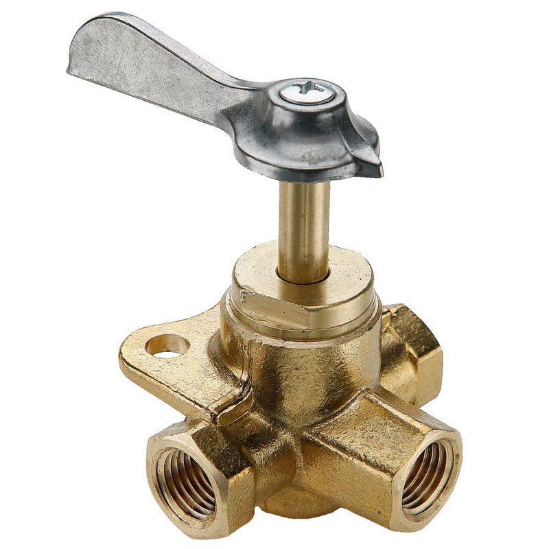 V406P-4 by Parker | Three-Way Valve | 1/4" Female Pipe Thread | 3.10" Length | Tee | Brass | Pack of 5
