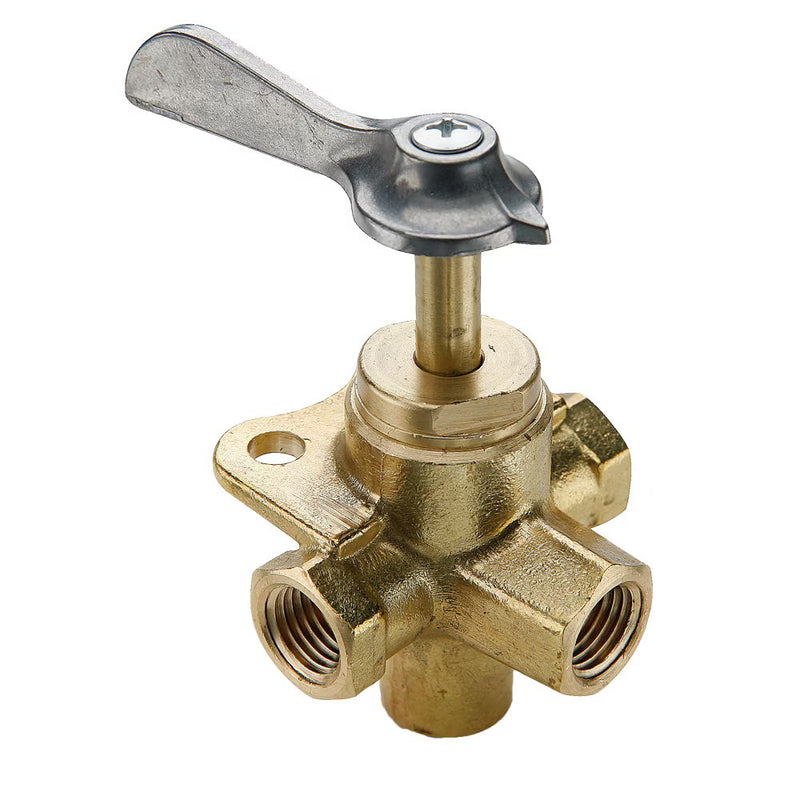 V407P-4 by Parker | Four-Way Valve | 1/4" Female Pipe Thread | 3.30" Length | Cross | Brass | Pack of 5