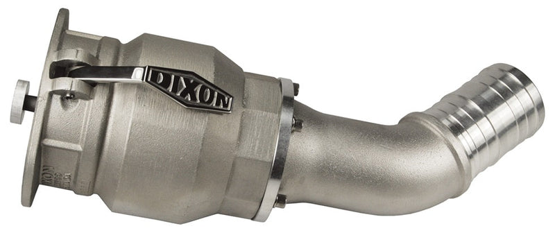 VR4030CS-AL45 by Dixon Valve | Vapor Recovery Coupler | with Floating Bridge Poppet | 45° Elbow | 4" Coupler x 3" Hose Shank | Aluminum