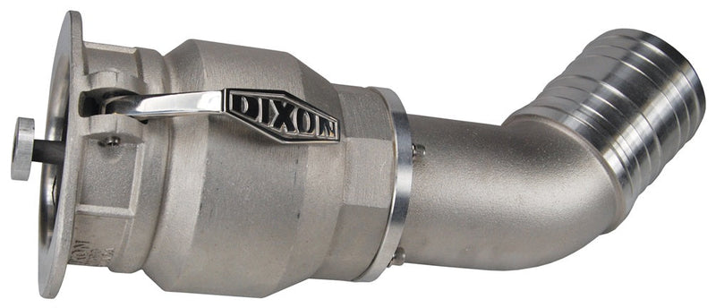 VR4040CS-AL45 by Dixon Valve | Vapor Recovery Coupler | with Floating Bridge Poppet | 45° Elbow | 4" Coupler x 4" Hose Shank | Aluminum
