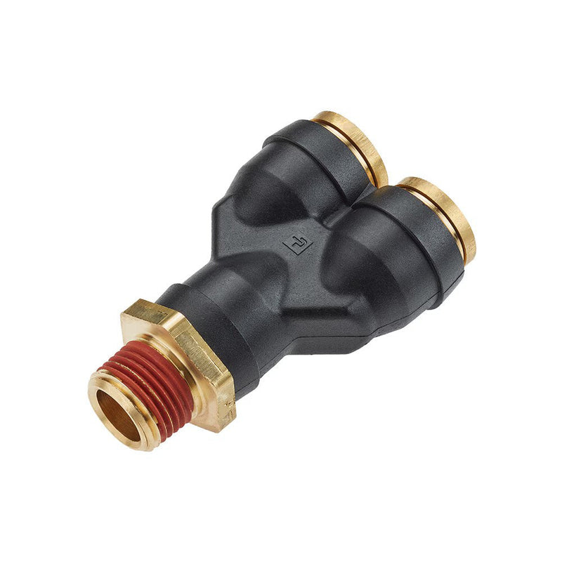 VS368PTCR-6-4 by Parker | Threaded Fitting | 3/8" Rigid Push-to-Connect union x 1/4" Male NPT Threads | 3/4" Hex | 2.56" Length | Vibra-Seal | Y | Composite | Pack of 10