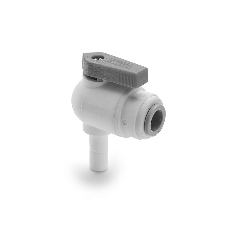 PP6VTEU6-MG by Parker | TrueSeal™ Ball Valve | 3/8" Push-to-Connect x 3/8" Stem | 2.43" Length | 90° Elbow | White | Polypropylene