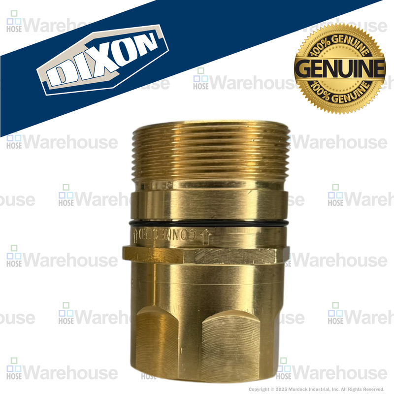 W12F12-B by Dixon Valve | Hydraulic Quick Disconnect Coupling | W-Series | 1-1/2" Female NPTF x 1-1/2" Wingstyle Interchange | Plug | Nitrile Seal | Brass