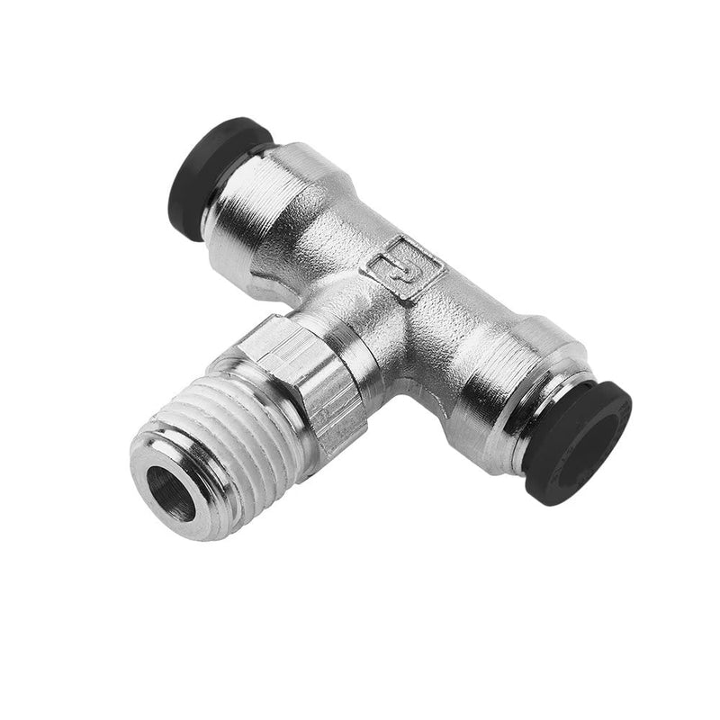 W172PLP-8-8 by Parker | Prestolok PLP Push-to-Connect Fittings | Threaded Fitting | 1/2" Swivel Push-to-Connect x 1/2" Swivel Push-to-Connect x 1/2" Male NPTF Thread | 7/8" Hex | Tee | Nickel-Plated Brass | Pack of 10
