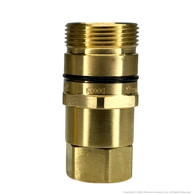 W3F3-B by Dixon Valve | Hydraulic Quick Disconnect Coupling | W-Series | 3/8" Female NPTF x 3/8" Wingstyle Interchange | Plug | Nitrile Seal | Brass
