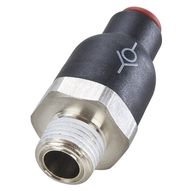 W68PLCK -6M-4R by Parker | Check Valve Meter Out | 6 mm Push-to-Connect x 1/4" Male BSPT Thread | 16 mm Hex | Straight | Nylon/Nickel-Plated Brass | Pack of 10