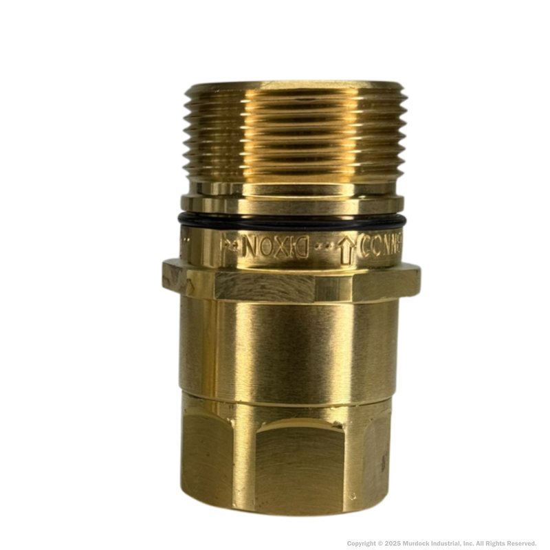 W8F8-B by Dixon Valve | Hydraulic Quick Disconnect Coupling | W-Series | 1" Female NPTF x 1" Wingstyle Interchange | Plug | Nitrile Seal | Brass