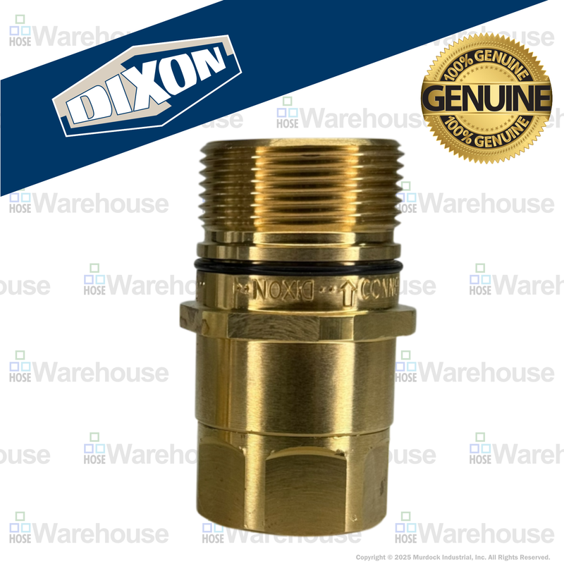 W8F8-B by Dixon Valve | Hydraulic Quick Disconnect Coupling | W-Series | 1" Female NPTF x 1" Wingstyle Interchange | Plug | Nitrile Seal | Brass